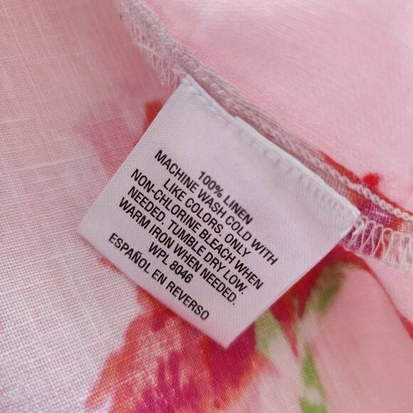 Charter Club 100% linen floral long roll sleeve button down shirt - Picture 9 of 9